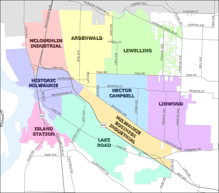Neighborhood District Maps | City of Milwaukie Oregon Official Website
