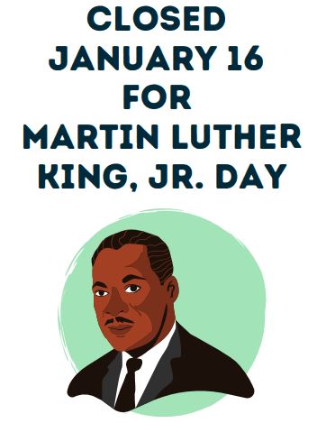 Closed sign with face of Martine Luther King