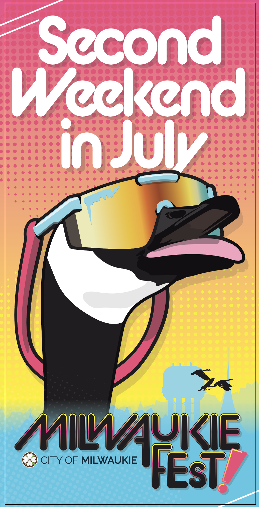Milwaukie Fest poster featuring goose in sunglasses