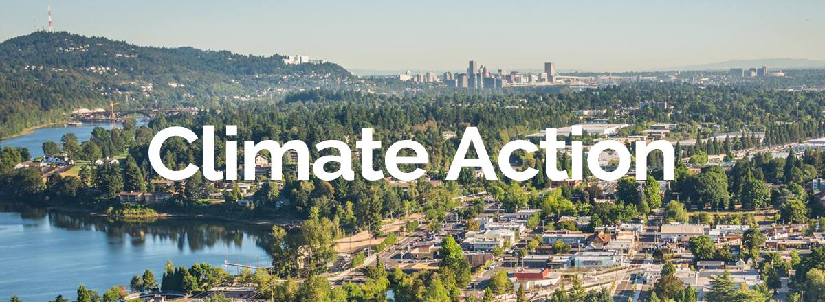 Climate Action Banner with aerial image of river