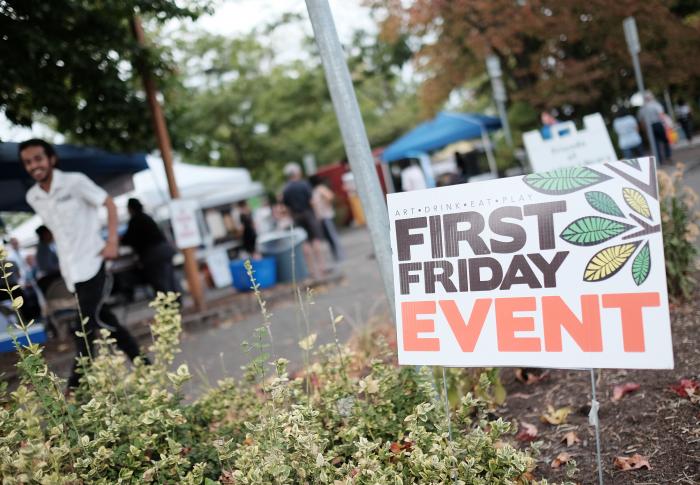 First Friday yard sign