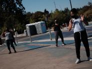 Zoomba dancers in the plaza