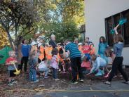 Groundbreaking Ceremony - the kids dig in