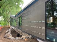 July 3, 2019 - East side of building showing cladding support system by Tyler Nishitani