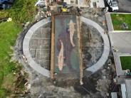 Plaza Fish Mosaic Installation Aerial