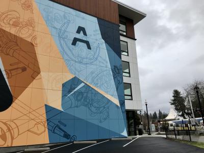 Mural on the Axeltree building in downtown Milwaukie