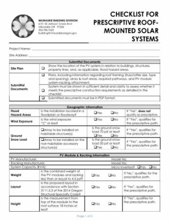 Solar Installation Form (Prescriptive Install)
