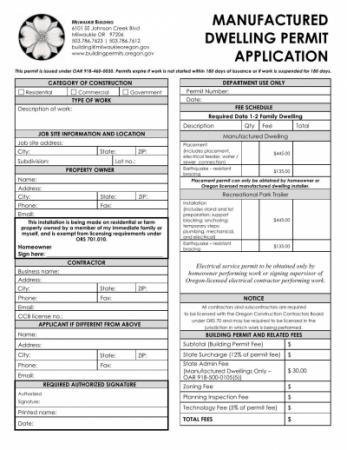 Manufactured Dwelling Permit Application Thumbnail Image