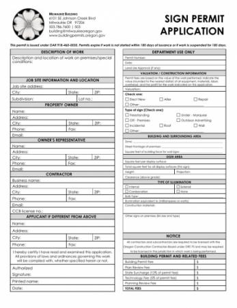 City of Milwaukie Sign Permit Application