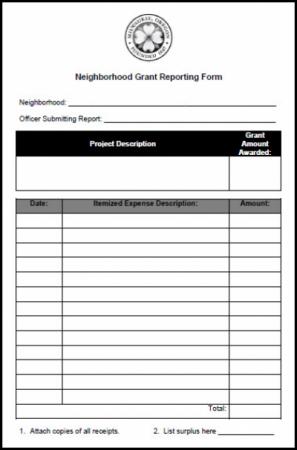 Neighborhood Grant Reporting Form