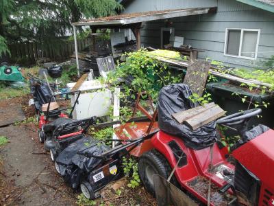 yard with clutter