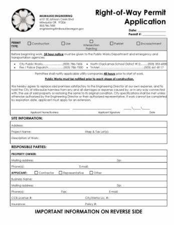Right-of-Way Permit Application