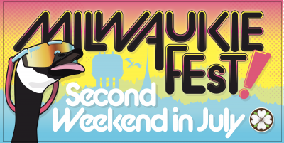 Milwaukie Fest Banner featuring a goose in sunglasses 