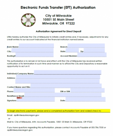 EFT Authorization Form