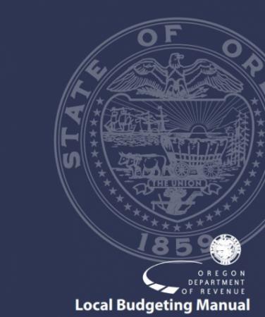 Oregon Local Budget Law https://www.oregon.gov/dor/forms/FormsPubs/local-budgeting-manual_504-420.pdf
