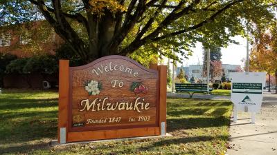Welcome to Milwaukie Sign at City Hall