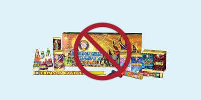 Common fireworks with a prohibited symbol 