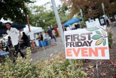 First Friday yard sign