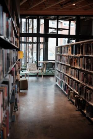 Shelves in adult library