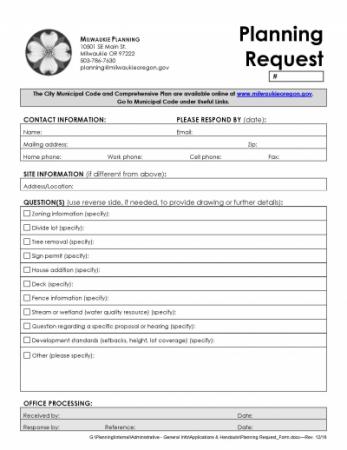 Planning Request Form