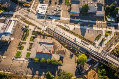 Aerial image of main St MAX stop