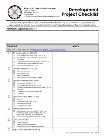 Development Project Checklist