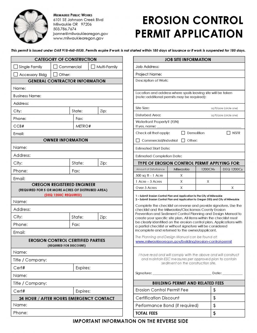 Erosion Control Permit City Of Milwaukie Oregon Official Website