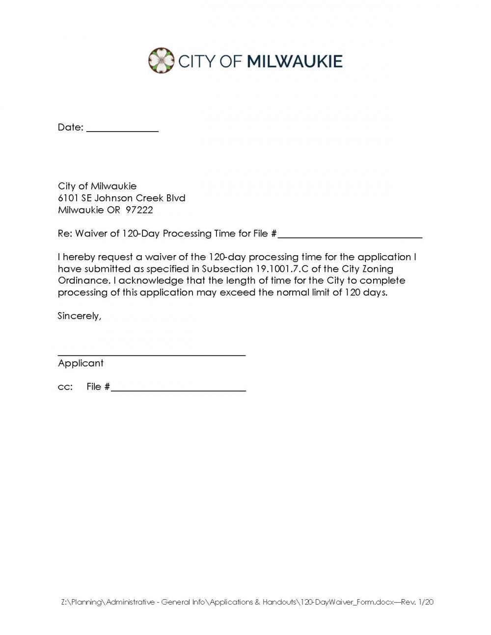 120 Day Waiver City Of Milwaukie Oregon Official Website